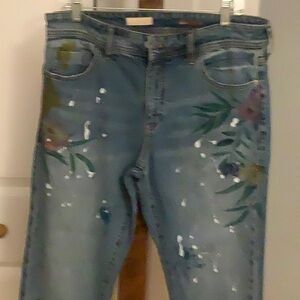 Pilcro slim boyfriend size 30 jeans Anthropologie with floral design